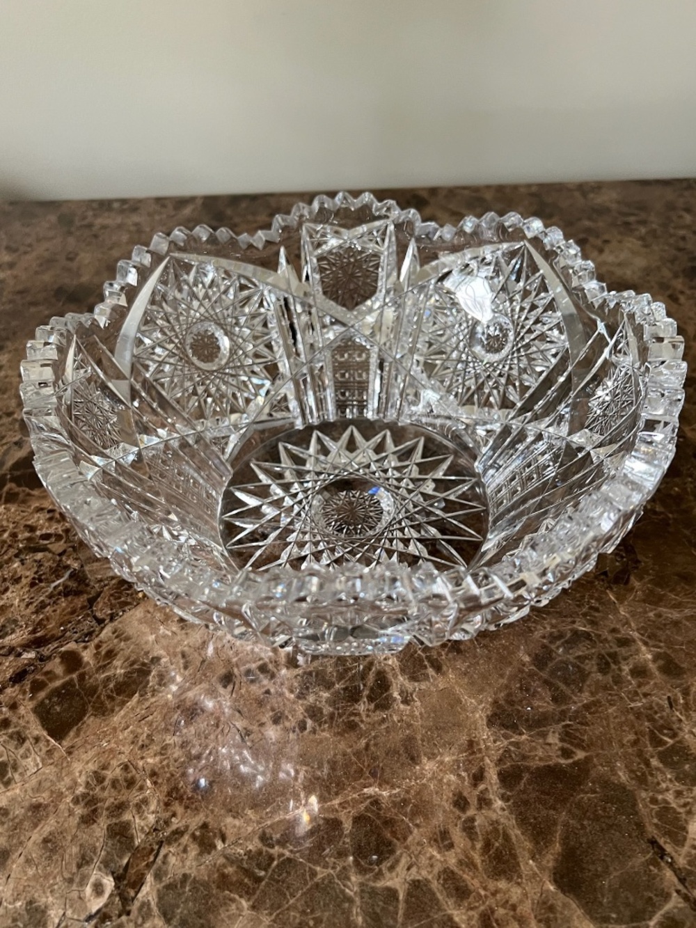 Antique American Brilliant Period Heavy Cut Crystal Glass Bowl